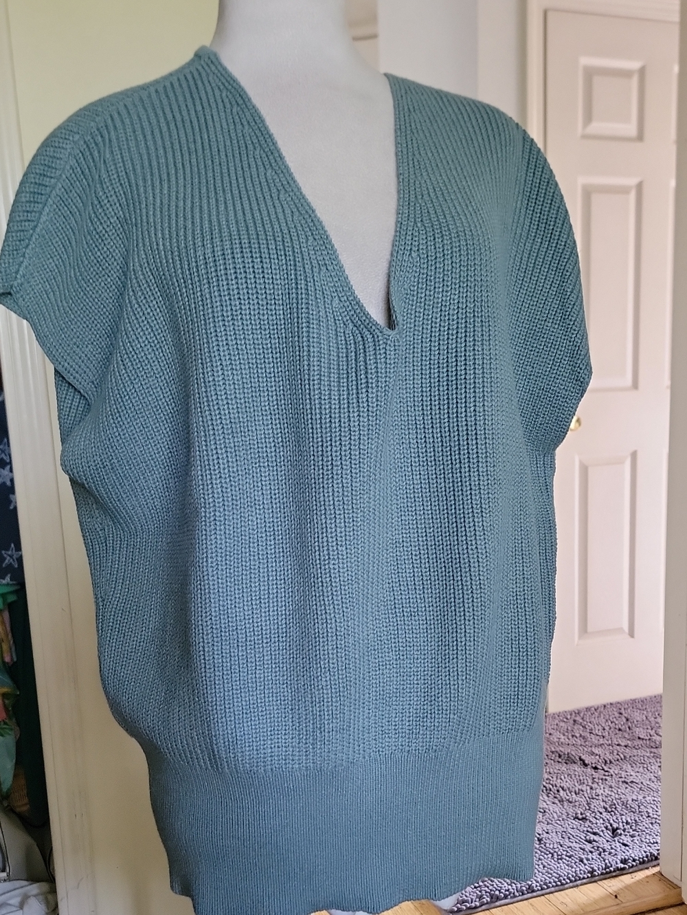 Ann Taylor Factory UWomen's V-Neck Knit Sweater Vest in Seafoam